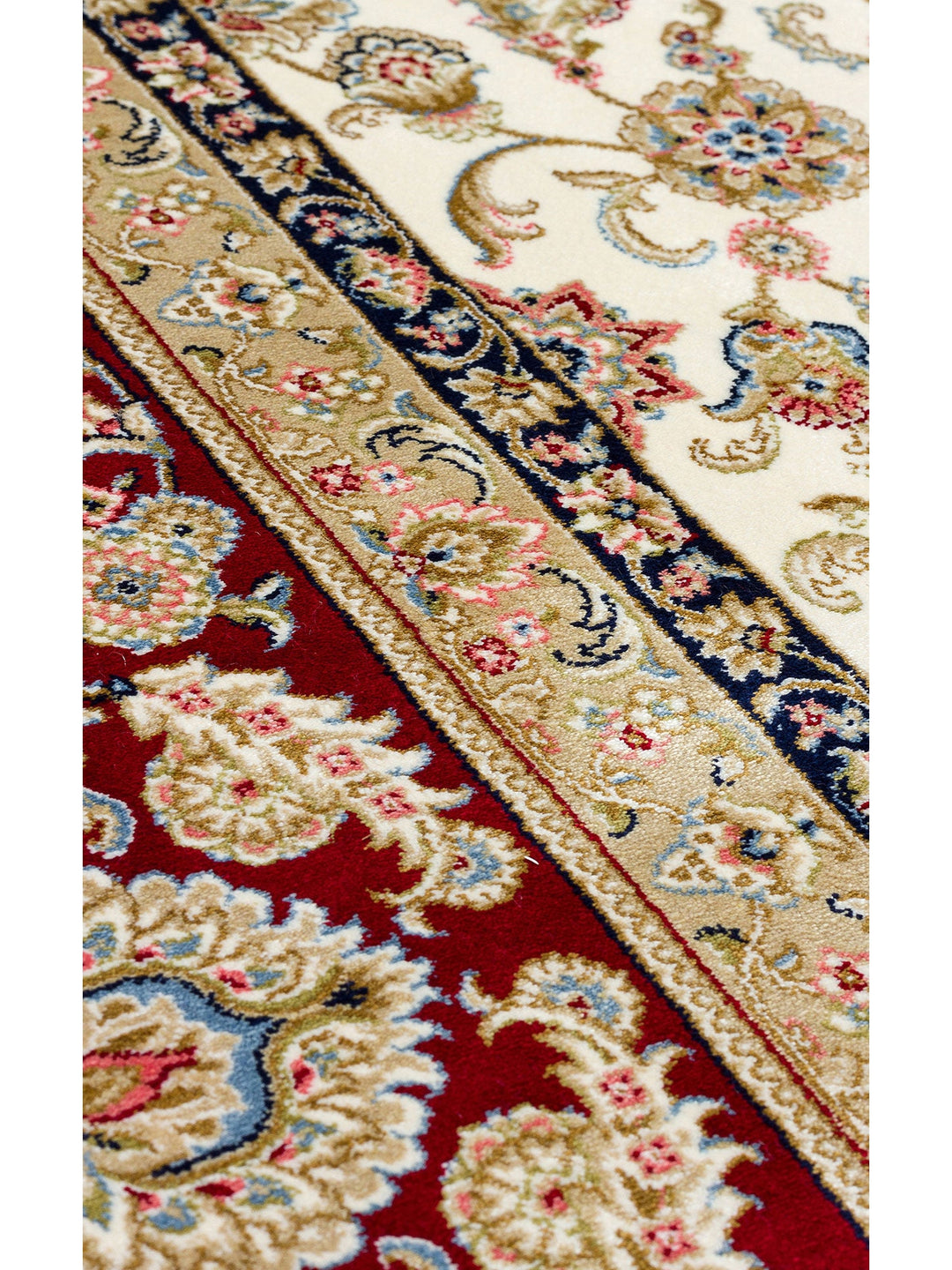 Topkapı Serisi Yüksek Kalite Sık Dokuma Klasik Desenli Özel Işıltılı Salon Halısı 03 CREAM RED - Carpetdocia