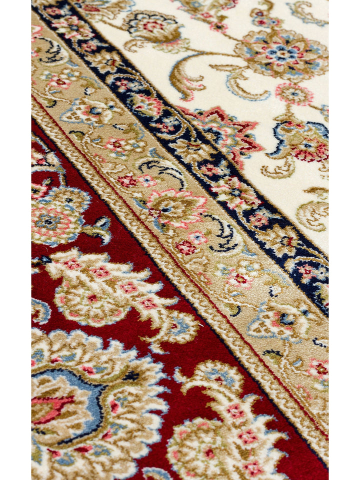 Topkapı Serisi Yüksek Kalite Sık Dokuma Klasik Desenli Özel Işıltılı Salon Halısı 03 CREAM RED - Carpetdocia