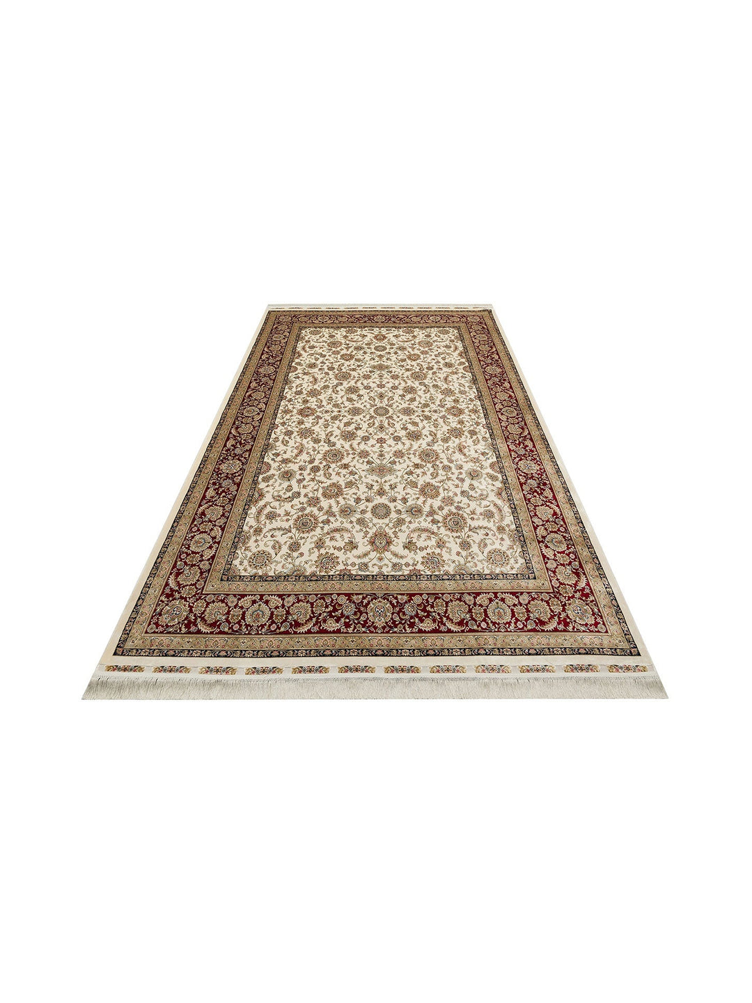 Topkapı Serisi Yüksek Kalite Sık Dokuma Klasik Desenli Özel Işıltılı Salon Halısı 03 CREAM RED - Carpetdocia
