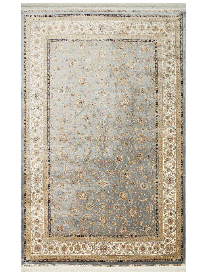 Topkapı Serisi Yüksek Kalite Sık Dokuma Klasik Desenli Özel Işıltılı Salon Halısı 03 GREY CREAM - Carpetdocia