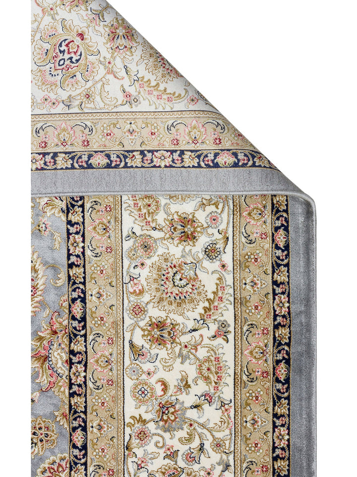 Topkapı Serisi Yüksek Kalite Sık Dokuma Klasik Desenli Özel Işıltılı Salon Halısı 03 GREY CREAM - Carpetdocia