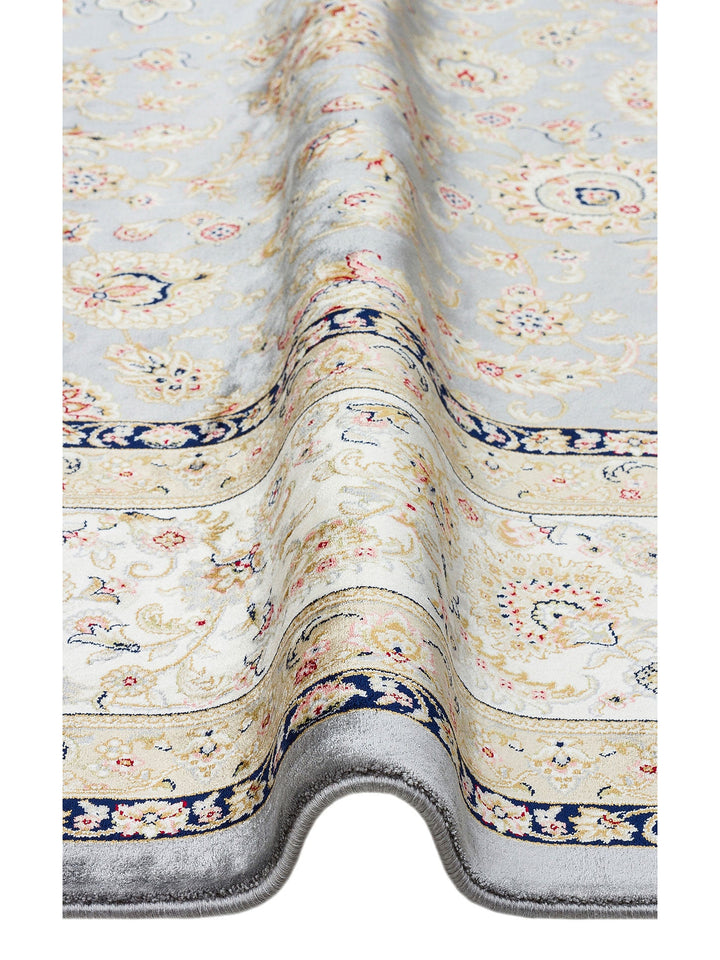 Topkapı Serisi Yüksek Kalite Sık Dokuma Klasik Desenli Özel Işıltılı Salon Halısı 03 GREY CREAM - Carpetdocia