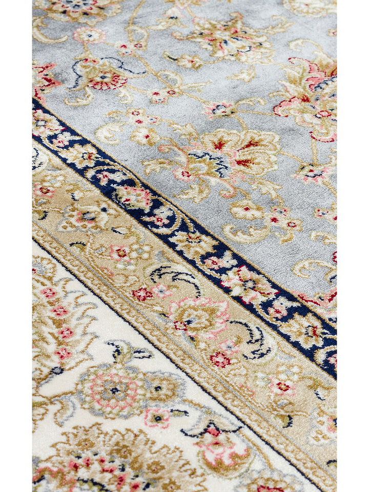 Topkapı Serisi Yüksek Kalite Sık Dokuma Klasik Desenli Özel Işıltılı Salon Halısı 03 GREY CREAM - Carpetdocia