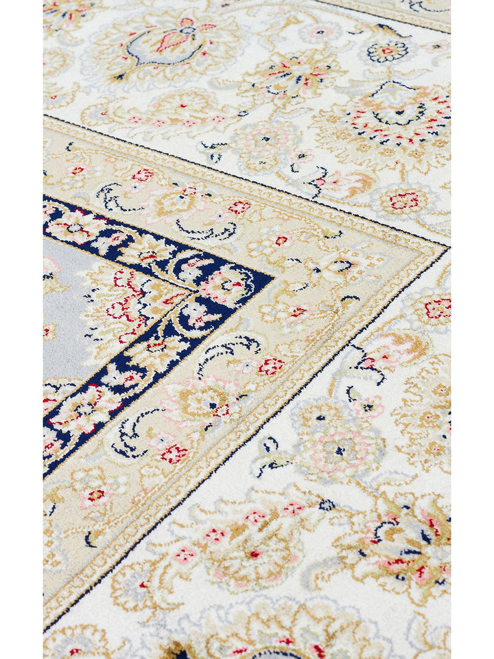 Topkapı Serisi Yüksek Kalite Sık Dokuma Klasik Desenli Özel Işıltılı Salon Halısı 03 GREY CREAM - Carpetdocia