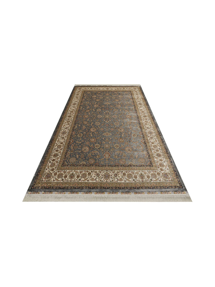 Topkapı Serisi Yüksek Kalite Sık Dokuma Klasik Desenli Özel Işıltılı Salon Halısı 03 GREY CREAM - Carpetdocia
