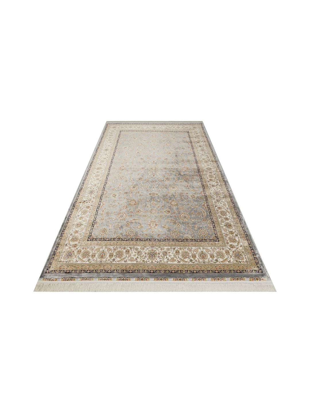 Topkapı Serisi Yüksek Kalite Sık Dokuma Klasik Desenli Özel Işıltılı Salon Halısı 03 GREY CREAM - Carpetdocia