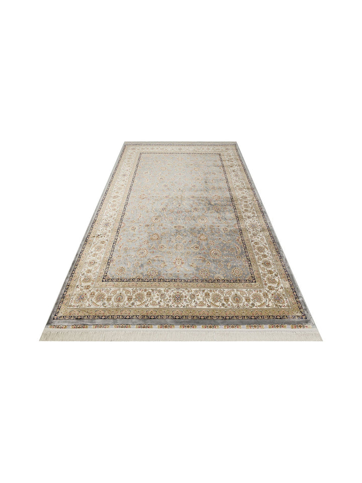 Topkapı Serisi Yüksek Kalite Sık Dokuma Klasik Desenli Özel Işıltılı Salon Halısı 03 GREY CREAM - Carpetdocia
