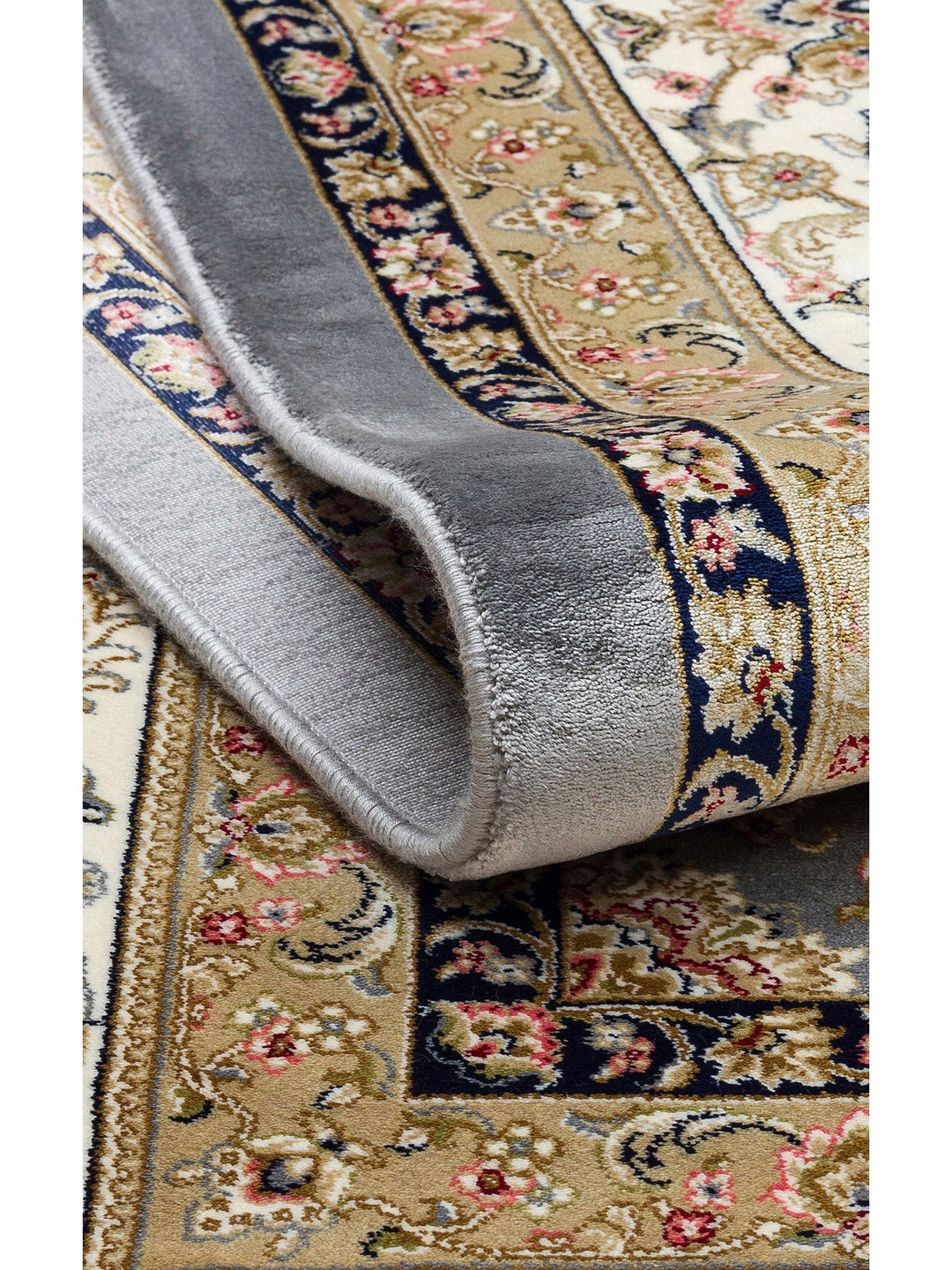 Topkapı Serisi Yüksek Kalite Sık Dokuma Klasik Desenli Özel Işıltılı Salon Halısı 03 GREY CREAM - Carpetdocia