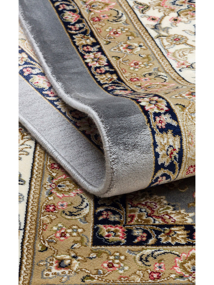 Topkapı Serisi Yüksek Kalite Sık Dokuma Klasik Desenli Özel Işıltılı Salon Halısı 03 GREY CREAM - Carpetdocia