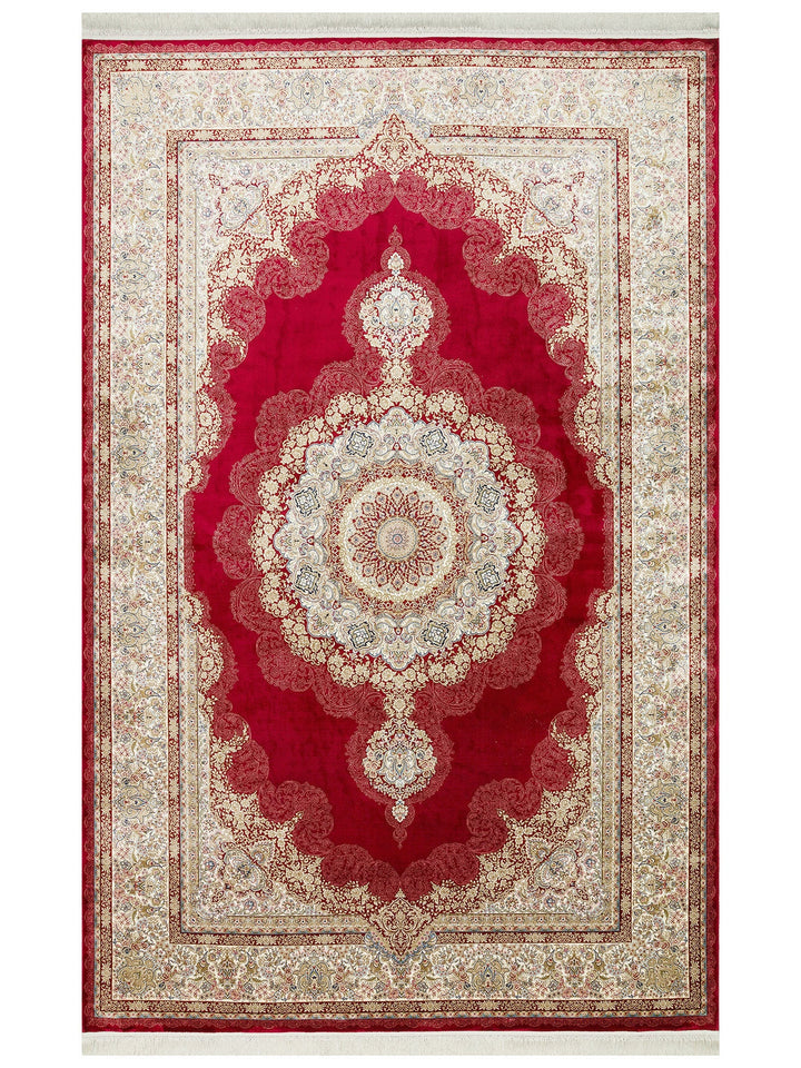 Topkapı Serisi Yüksek Kalite Sık Dokuma Klasik Desenli Özel Işıltılı Salon Halısı 05 RED - Carpetdocia
