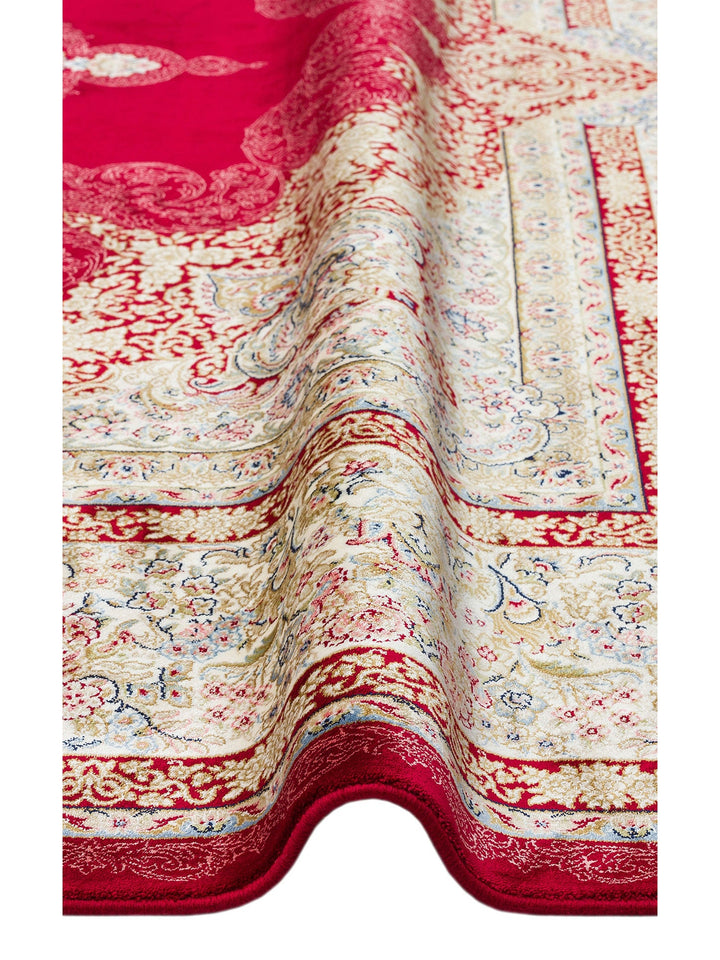 Topkapı Serisi Yüksek Kalite Sık Dokuma Klasik Desenli Özel Işıltılı Salon Halısı 05 RED - Carpetdocia