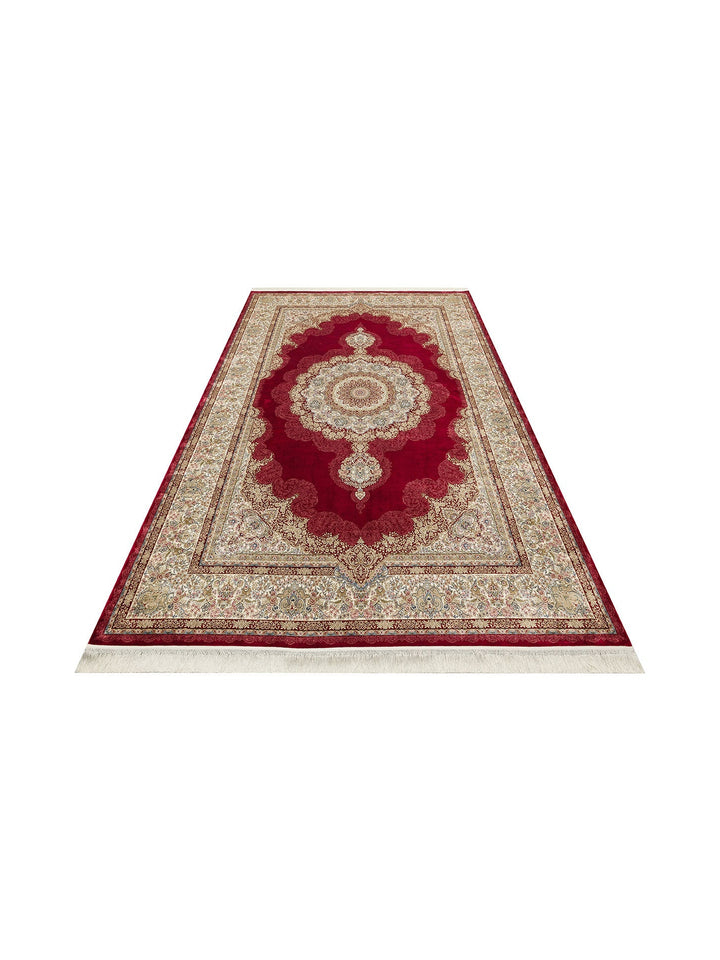Topkapı Serisi Yüksek Kalite Sık Dokuma Klasik Desenli Özel Işıltılı Salon Halısı 05 RED - Carpetdocia