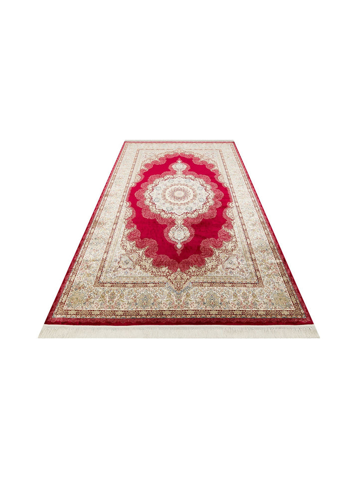 Topkapı Serisi Yüksek Kalite Sık Dokuma Klasik Desenli Özel Işıltılı Salon Halısı 05 RED - Carpetdocia