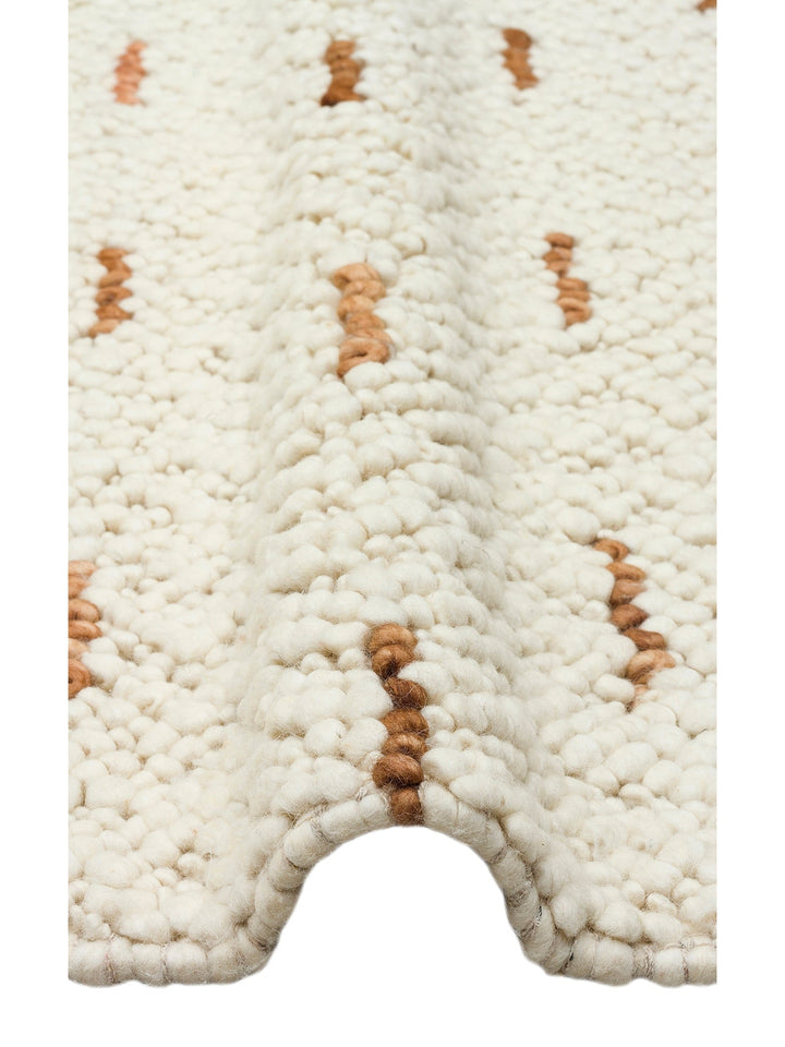 Woolstar %100 Naturel Kazak Desenli Salon Oturma Odası Koridor Antre El Dokuma Örgü Halı JD 06 NAT - Carpetdocia