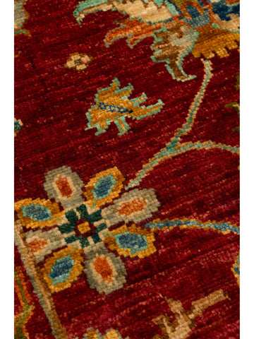 El dokuma Afgan halı kırmızı bitkisel desen 175 x 241 cm detay