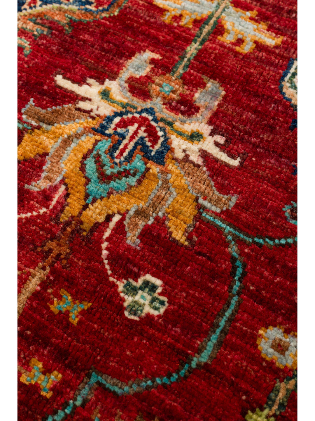 El dokuma Afgan halı kırmızı bitkisel desen 155x206 cm