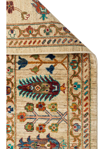 El dokuma Afgan halı krem detay 250x305 cm