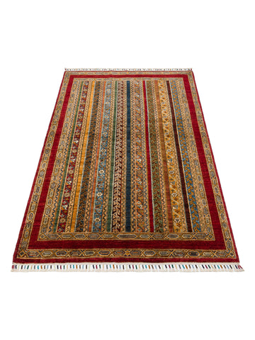 El dokuma Afgan halı kırmızı bitkisel desen 123x186 cm