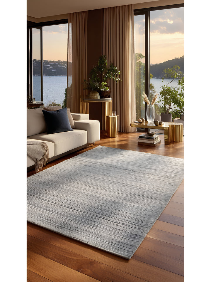 Amore Serisi %100 Naturel Muz İpeği Viskon ve Yün Karışımı Salon Oturma Odası El Dokuma Halı GREY - Carpetdocia