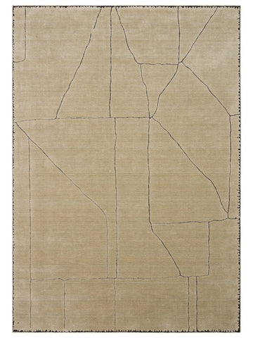 Alfombra tejida a mano de mezcla de lana, rayón y poliéster serie Dakar BEIGE