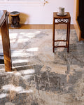 Tapis tissé à la main en laine et soie de bambou, collection Florence, NICKEL GREY II