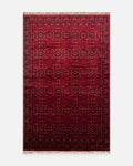 Tapis Uşak TENCEL™ à motif afghan Kabil, fabriqué à la main sur des métiers spéciaux 960 ROUGE