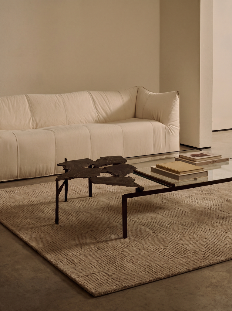 Milano Series Wool and Cotton Blend Handwoven Rug BEIGE