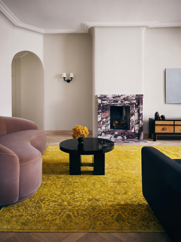Indian Handmade Carpet Single Piece Wool and Silk Jaipur Lacuna Modern Overdyed Living Room Golden Yellow
