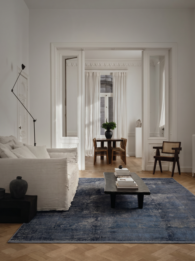Elegant Dyed Special Shiny High-Quality Dense Woven Living Room Hallway Modern Rug 02 NAVY
