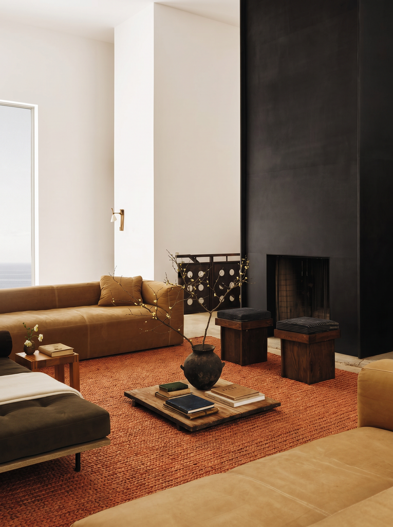 Tapis en jute 100 % naturel fait main pour salon, couloir, cuisine et balcon de la série Baccarat Neo BCN ROUILLE