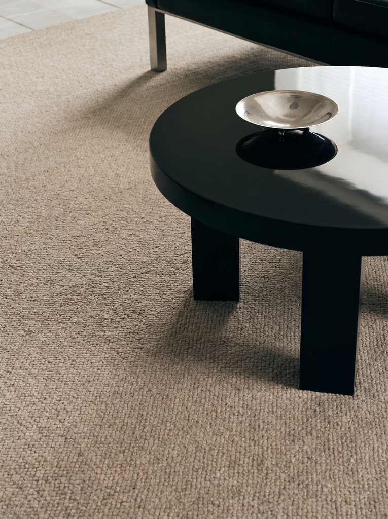 Tapis tissé à la main en mélange de laine, polyester et coton série Agra BEIGE