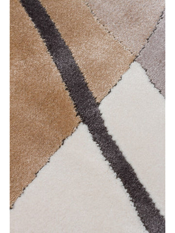 Alfombra de Salón Moderna Monza Art 08 CREAM BLACK con Diseño Geométrico, Alta Calidad y Tejido Denso Brillante