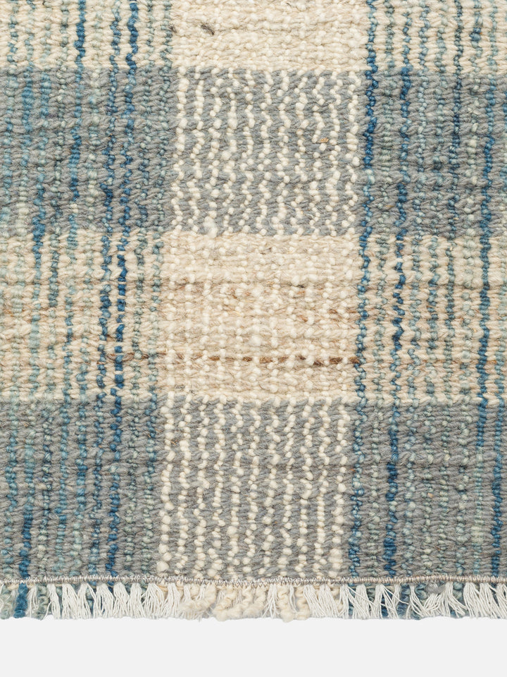 Oasis %100 Yün El Emeği ile Üretilen Kilim STONE BLUE saçak detayı