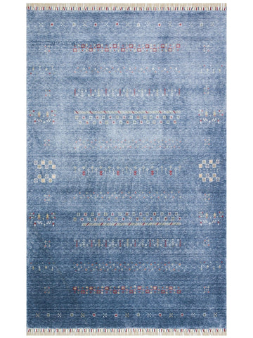 Oushak Carnaval Alfombra Uşak Moderna TENCEL™ 100% Natural, Fácil de Limpiar, Hecha a Mano 06 BLUE  