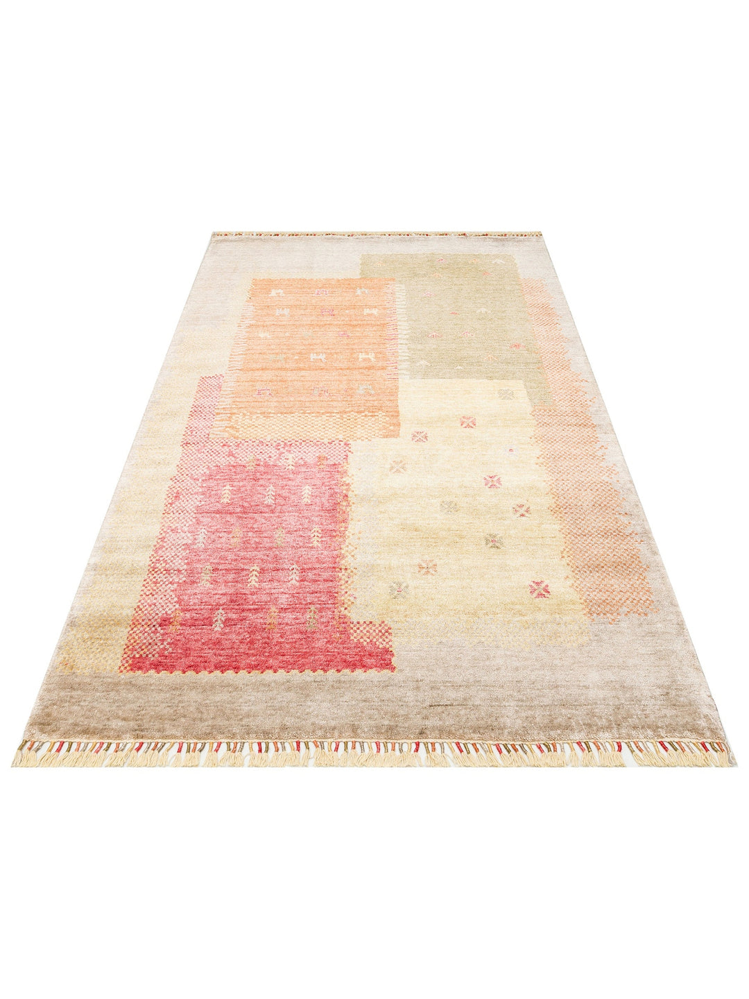 Oushak Carnaval %100 Naturel Kolay Temizlenir El Emeğiyle Üretilen TENCEL™ Modern Uşak Halısı 07 BEIG - Carpetdocia