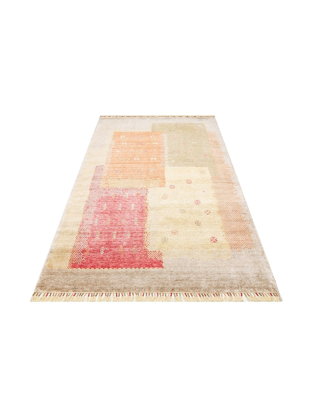 Oushak Carnaval %100 natürlich, leicht zu reinigen, handgefertigt, TENCEL™ moderner Uşak-Teppich 07 BEIGE AUTUMN
