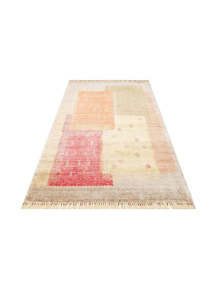 Oushak Carnaval %100 natürlich, leicht zu reinigen, handgefertigt, TENCEL™ moderner Uşak-Teppich 07 BEIGE AUTUMN