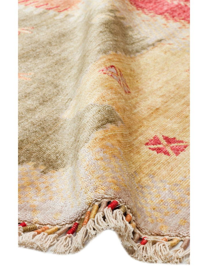 Oushak Carnaval Tapis Uşak Moderne TENCEL™ 100 % Naturel, Facile à Nettoyer, Fait Main 07 BEIGE AUTUMN Q  