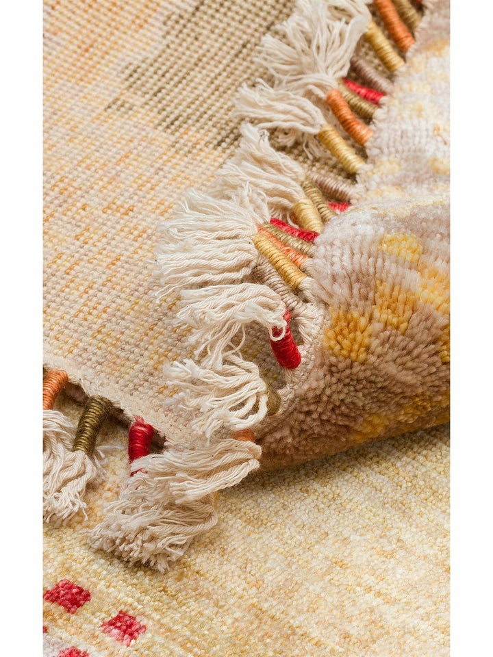 Oushak Carnaval Tapis Uşak Moderne TENCEL™ 100 % Naturel, Facile à Nettoyer, Fait Main 07 BEIGE AUTUMN Q  