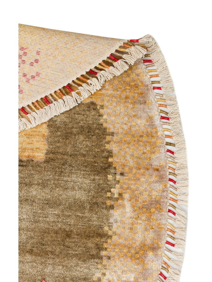 Oushak Carnaval Tapis Uşak Moderne TENCEL™ 100 % Naturel, Facile à Nettoyer, Fait Main 07 BEIGE AUTUMN Q  