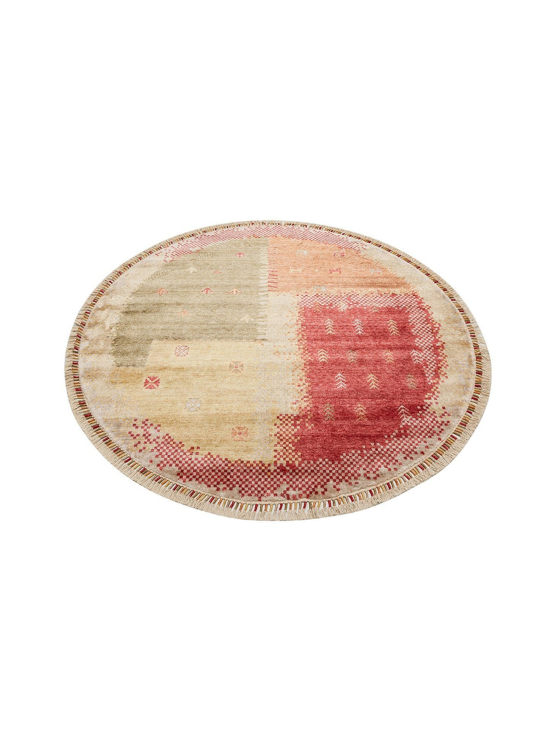 Oushak Carnaval Tapis Uşak Moderne TENCEL™ 100 % Naturel, Facile à Nettoyer, Fait Main 07 BEIGE AUTUMN Q  