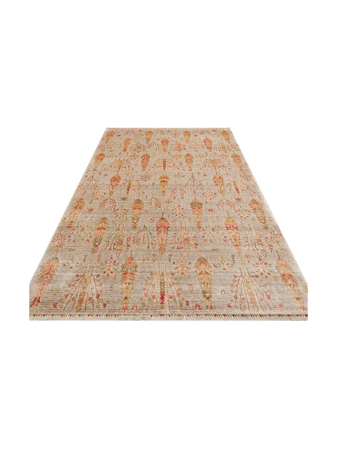 Oushak Carnaval %100 natürlich, leicht zu reinigen, handgefertigt, TENCEL™ moderner Uşak-Teppich 08 BEIGE AUTUMN