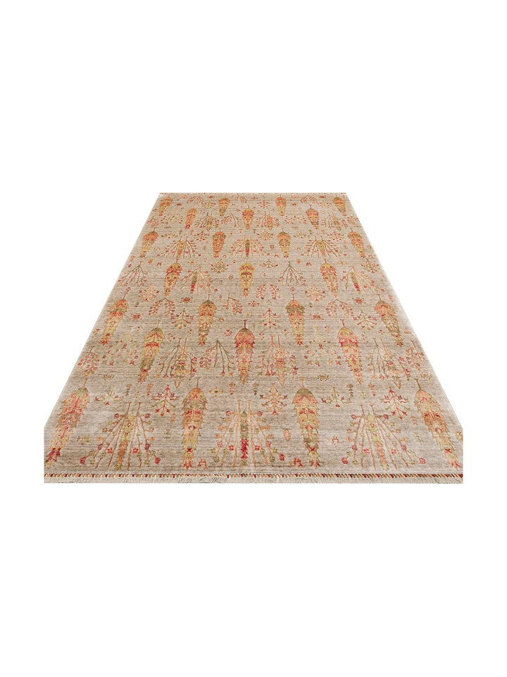 Oushak Carnaval %100 natürlich, leicht zu reinigen, handgefertigt, TENCEL™ moderner Uşak-Teppich 08 BEIGE AUTUMN