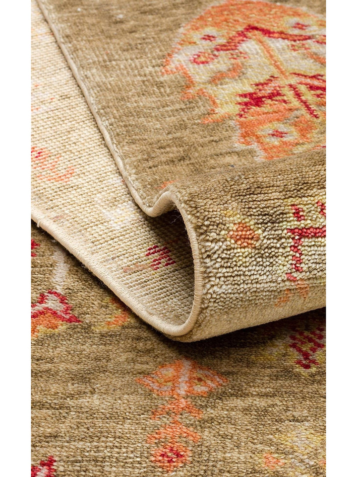 Oushak Carnaval Tappeto Uşak Moderno TENCEL™ realizzato a mano, 100% naturale, facile da pulire 08 GREEN AUTUMN