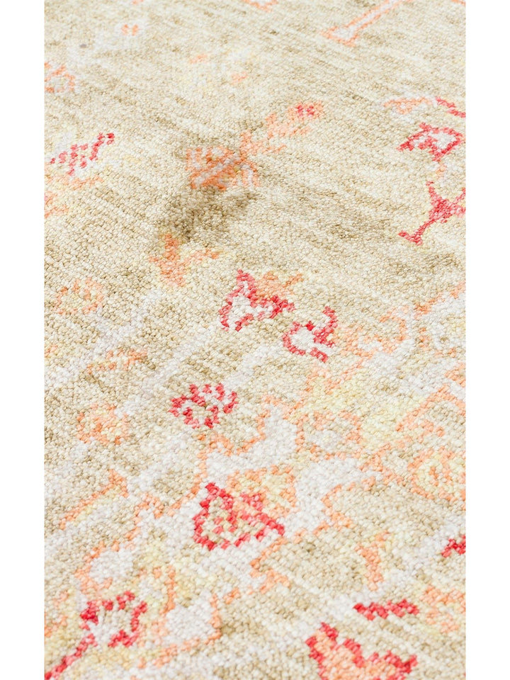 Oushak Carnaval Tappeto Uşak Moderno TENCEL™ realizzato a mano, 100% naturale, facile da pulire 08 GREEN AUTUMN