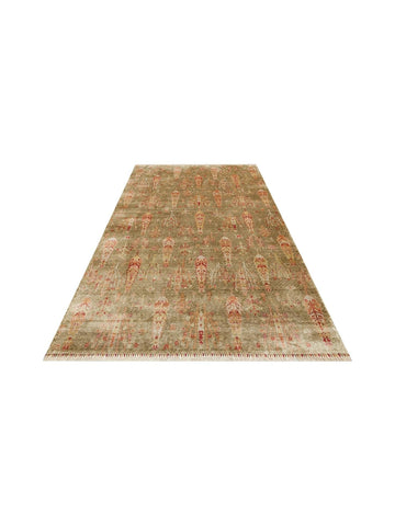 Oushak Carnaval Alfombra Uşak Moderna TENCEL™ 100% Natural, Fácil de Limpiar, Hecha a Mano 08 GREEN AUTUMN  