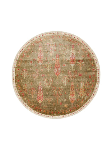 Oushak Carnaval Alfombra Uşak Moderna TENCEL™ 100% Natural, Fácil de Limpiar, Hecha a Mano 08 GREEN AUTUMN Q  