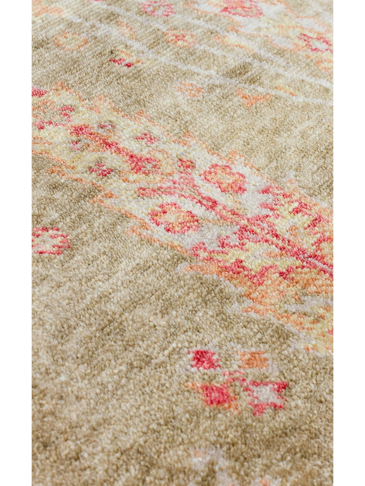 Oushak Carnaval 100% Natural Easy to Clean Handmade TENCEL™ Modern Uşak Carpet 08 GREEN AUTUMN Q