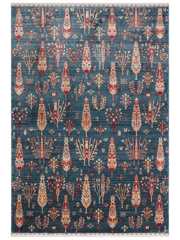Oushak Carnaval alfombra moderna Uşak hecha a mano con TENCEL™ 100% natural, fácil de limpiar 08 NAVY TURQUOISE