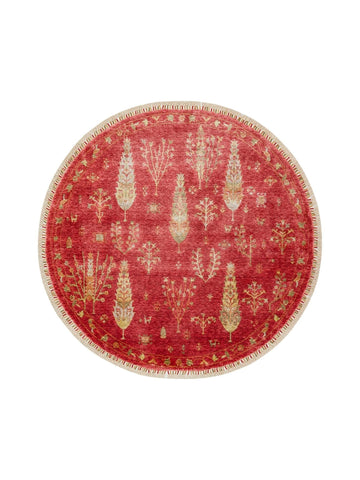 Oushak Carnaval Alfombra Uşak Moderna TENCEL™ 100% Natural, Fácil de Limpiar, Hecha a Mano 08 RED AUTUMN Q  